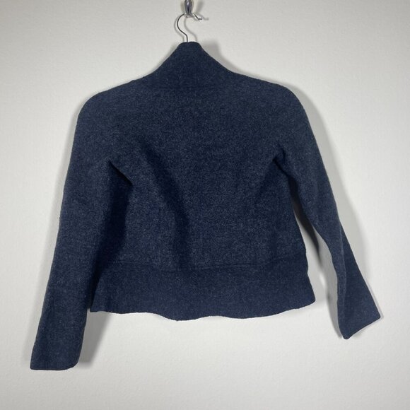 Classiques entier Women's LS Black 100% Wool Cropped Ruffle Jacket Medium! - Picture 3 of 4